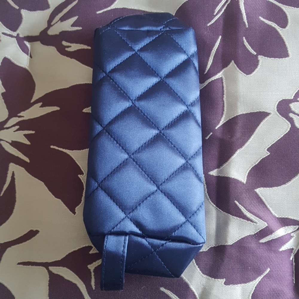 Dark Blue Quilted Cosmetic Bag